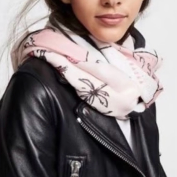 Kate Spade Pink and Black New York USA Map Design Silk  Scarf - Picture 2 of 6